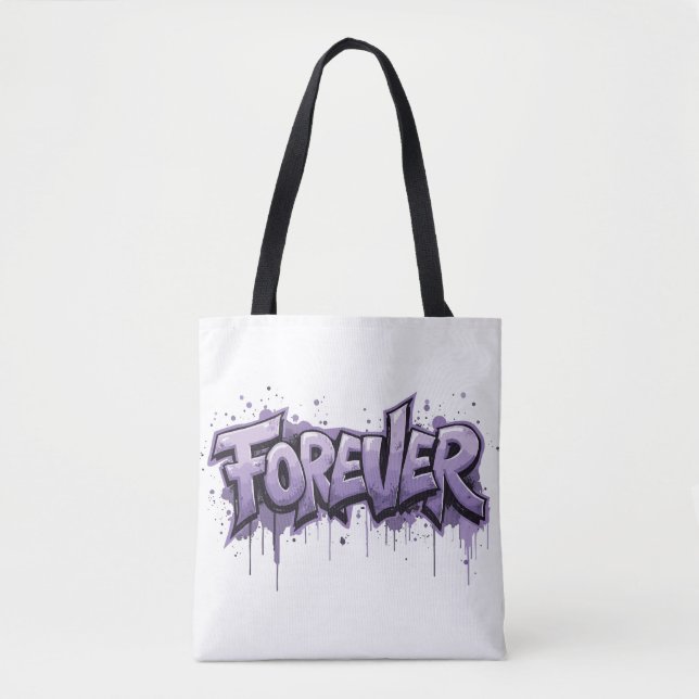 Bolso De Tela Graffiti Lavender Infinity "FOREVER" (Anverso)
