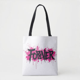 Bolso De Tela Graffiti Rosa caliente "PARA SIEMPRE"
