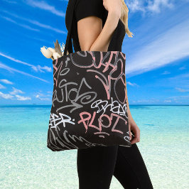 Bolso De Tela Graffiti urbano rosa, gris y negro