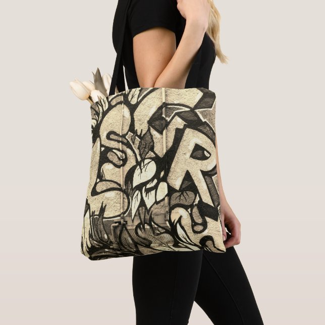 Bolso De Tela Graffiti urbano Sepia Style Tote Bag (Detalle)