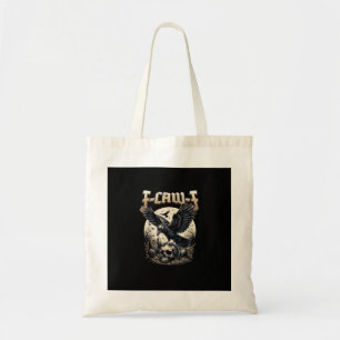 Bolso De Tela Gráfica de Cráneo Gótico F-Caw-F Cuervo Humor Adul