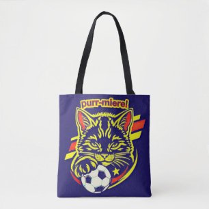 Bolso De Tela Gráfica de Gato Futbolista