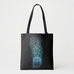 Bolso De Tela Gráfica "Levántate" de cráneo y humo