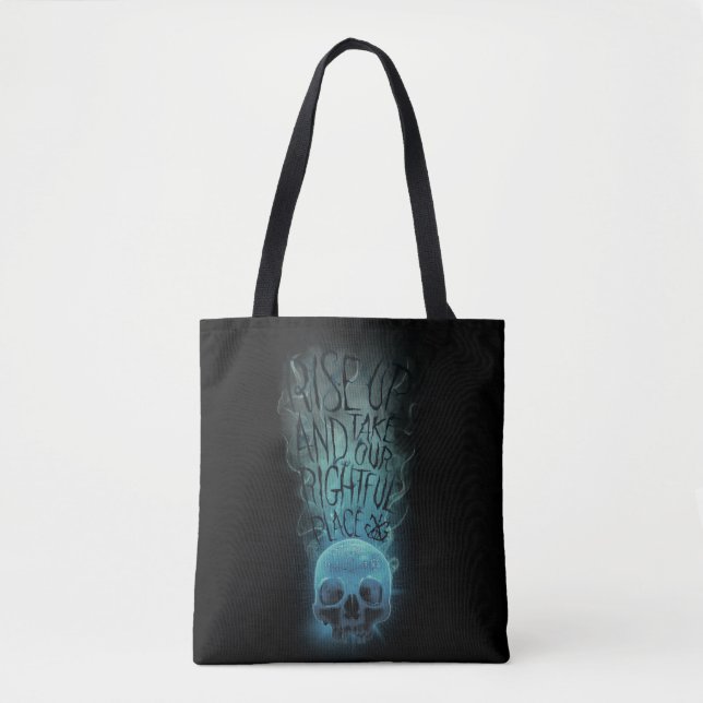 Bolso De Tela Gráfica "Levántate" de cráneo y humo (Anverso)