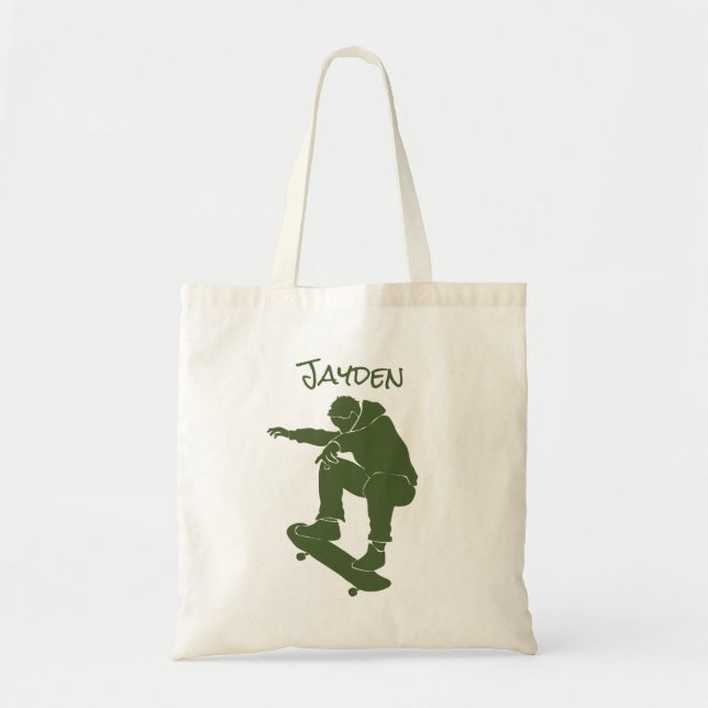 Bolso De Tela Gráfica personalizada de patineta verde (Frente)