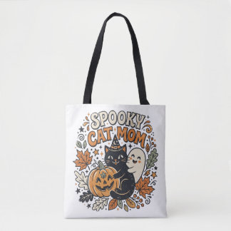 Bolso De Tela Gráfica vintage de Halloween de mamá gata