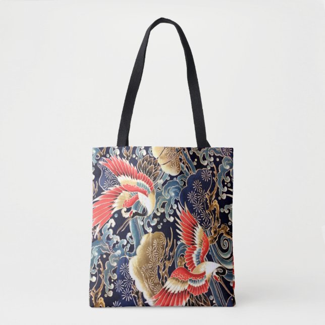 BOLSO DE TELA GRÁFICAS, OLAS, FLORES DE PRIMAVERA (Anverso)