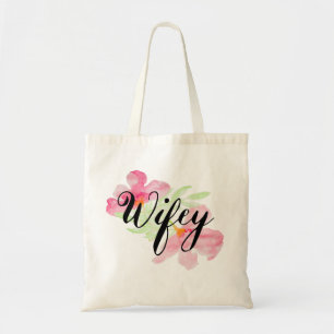 Bolso De Tela Gráfico adorable de Wifey de la acuarela