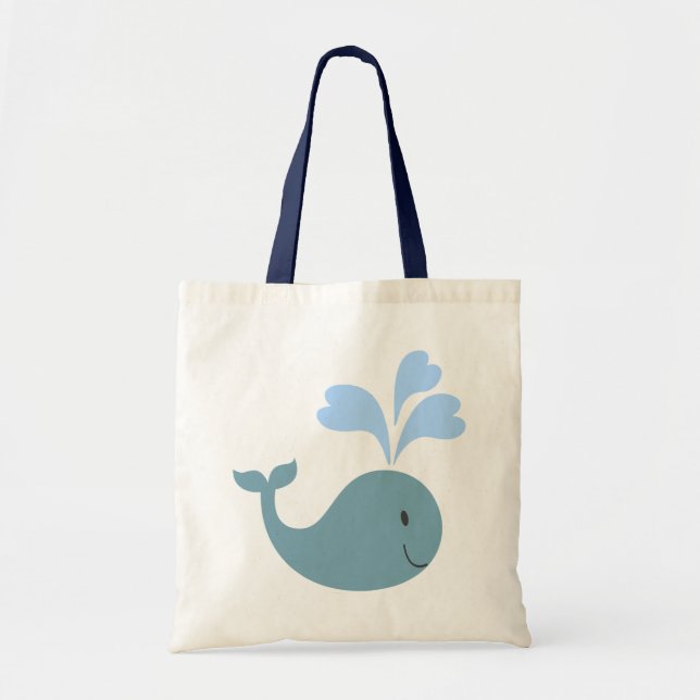Bolso De Tela Gráfico de ballenas azules (Frente)