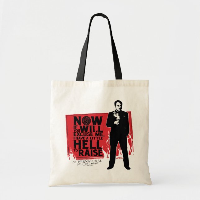 Bolso De Tela Gráfico de citas de Crowley supernatural (Frente)