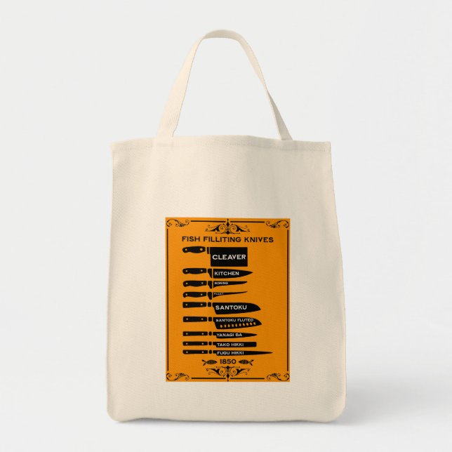 Bolso De Tela Gráfico de Cuchillos de relleno de pescado de coci (Frente)