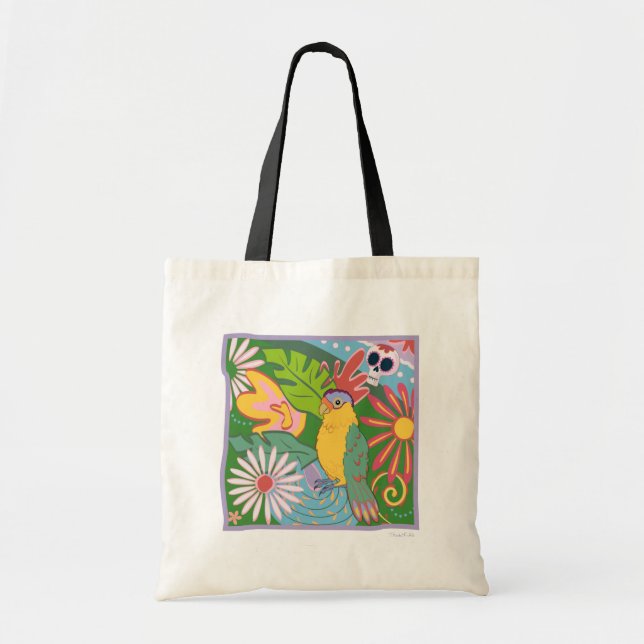 Bolso De Tela Gráfico de Frida Kahlo Parrot (Frente)