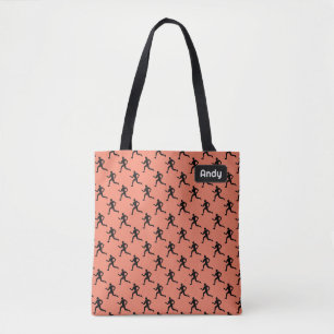 Bolso De Tela Gráfico de hombres en ejecución y nombre, apodo o 
