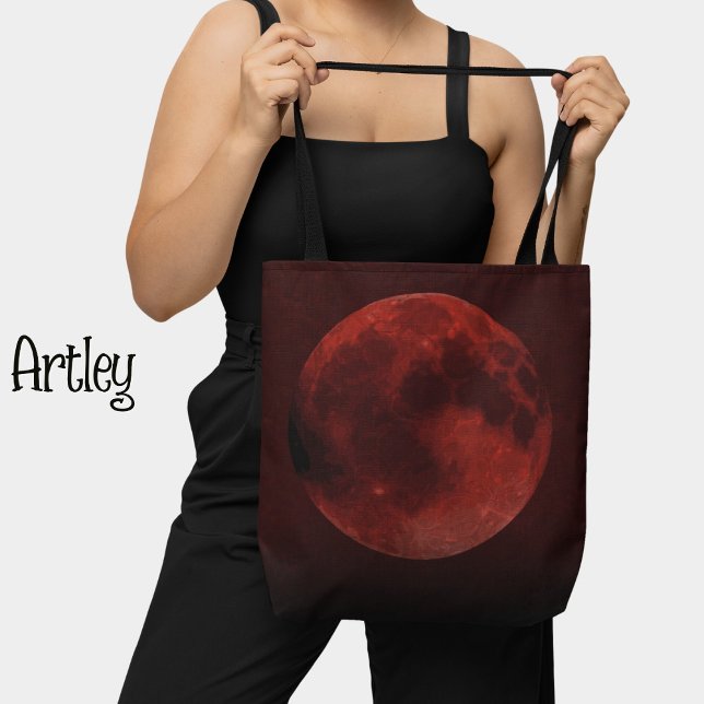 Bolso De Tela Gráfico de la luna de la sangre roja oscura (Subido por el creador)