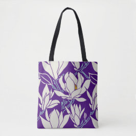 Bolso De Tela gráfico de magnolia en patrón violeta