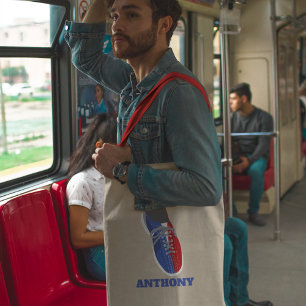 Bolso De Tela Gráfico de zapatos de bolos rojos, blancos y azule