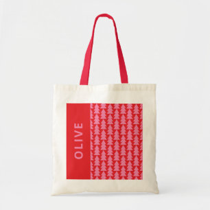 Bolso De Tela Gráfico geométrico moderno de árbol de Navidad roj