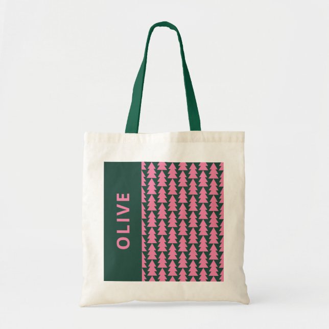 Bolso De Tela Gráfico geométrico moderno de árbol de Navidad ver (Frente)