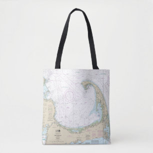 Bolso De Tela Gráfico Náutico de Cape Cod Bay 13246