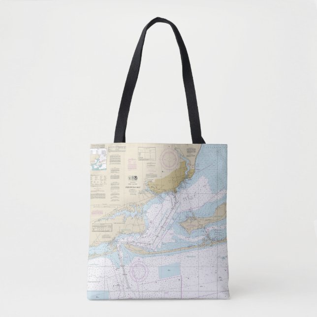 Bolso De Tela Gráfico náutico de Pensacola Bay 11383 (Anverso)