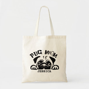 Bolso De Tela Gráfico personalizado de pug Mom