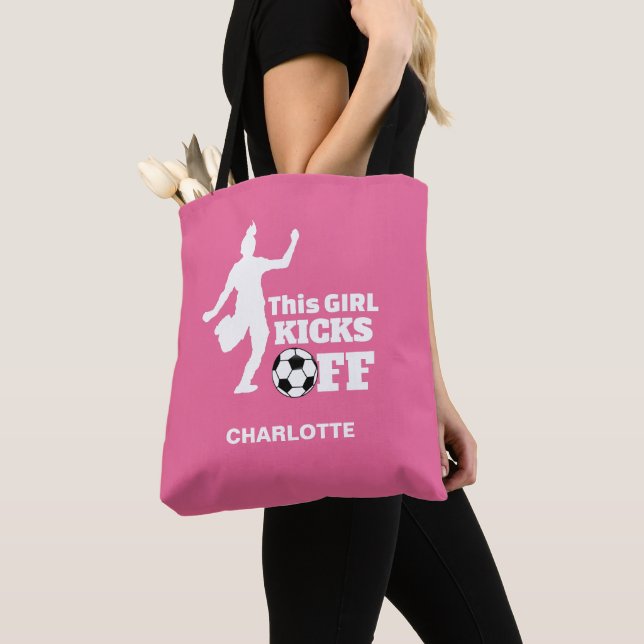Bolso De Tela Gráfico personalizado del jugador de fútbol chica (Detalle)