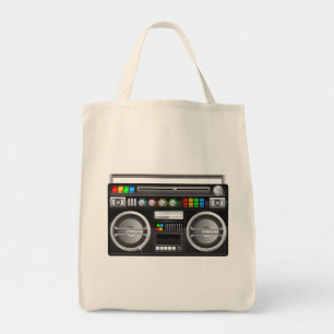 Bolso De Tela gráfico retro boombox ghetto blaster
