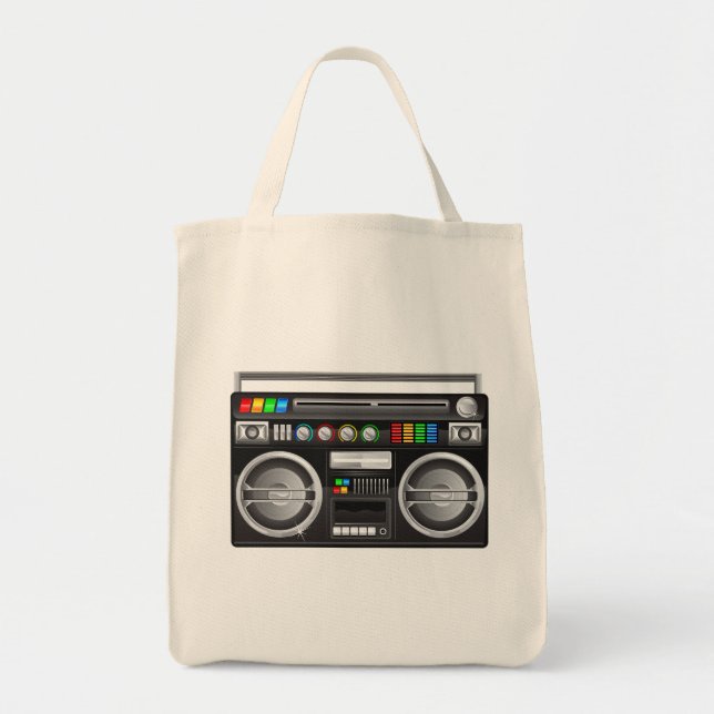 Bolso De Tela gráfico retro boombox ghetto blaster (Frente)
