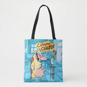 Bolso De Tela Gráfico sonriente de vaca y pollo