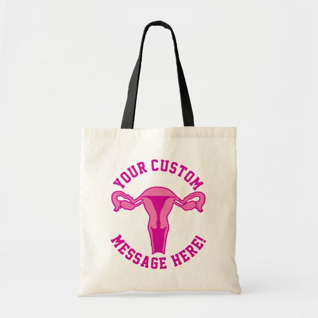 Bolso De Tela Gráfico Uterus + texto Personalizado (Frente)