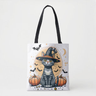 Bolso De Tela Gráficos de gato curado rodeados 1