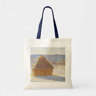 Bolso De Tela Grainstack en la mañana, efecto de nieve de Claude