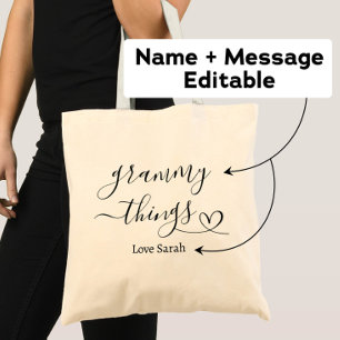 Bolso De Tela Grammy Things Personalizado regalo de los nietos