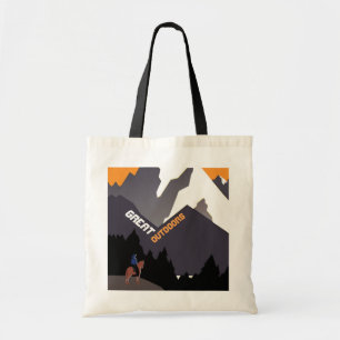 Bolso De Tela Gran Arte Retro de Viajes de Montana al Aire Libre