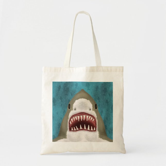 Bolso De Tela Gran ataque de tiburón blanco, divertida playa de  (Frente)