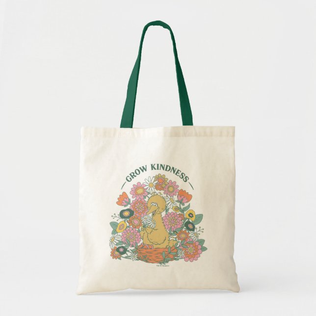 Bolso De Tela Gran Bird | Grow Kindness Floral Graphic (Frente)
