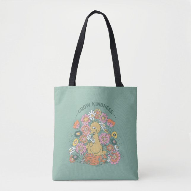 Bolso De Tela Gran Bird | Grow Kindness Floral Graphic (Anverso)