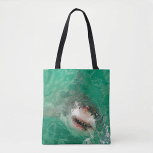 Bolso De Tela Gran blanco Shark1