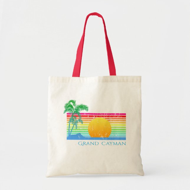 Bolso De Tela Gran Caimán de Retro Beach (Frente)