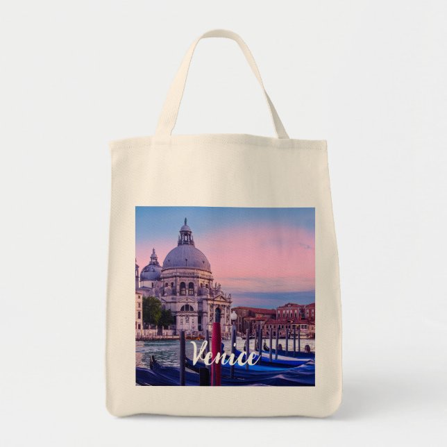 Bolso De Tela Gran Canal con góndolas e iglesia en Venecia (Frente)