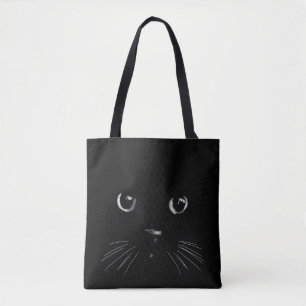 Bolso De Tela Gran cara de gato negro