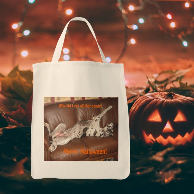 Bolso De Tela Gran Dane Ate Demasiado Vela Halloween (Great Dane Ate Too Much Halloween Candy Tote Bag)