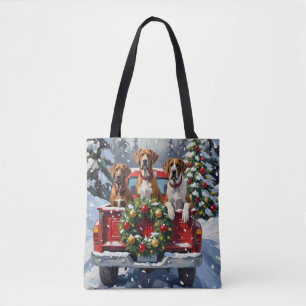 Bolso De Tela Gran Danés Camión Rojo de Navidad Fiesta