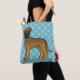 Bolso De Tela Gran Danés con pelaje atigrado dibujo animado