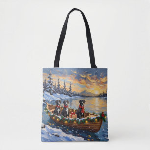 Bolso De Tela Gran Danés Navideño Barco Fiesta