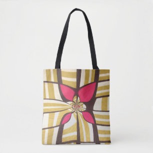 Bolso De Tela Gran diseño floral rojo marfil