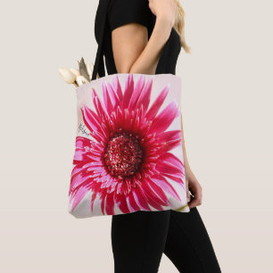 Bolso De Tela Gran Flor de Margarita Rosa Personalizada
