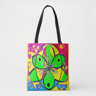 Bolso De Tela Gran flor firma diseño de arte original muy bonito