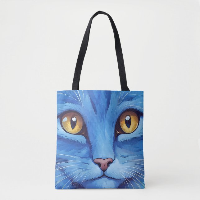 Bolso De Tela Gran gato azul (Anverso)