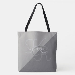 Bolso De Tela gran gris de dos tonos con impresión completa mono